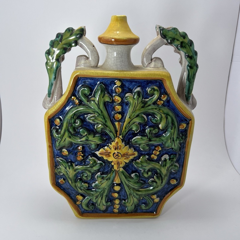 Borraccia Fiasco Ceramic Caltagirone‎ Bottle Vase Italy Handmade
